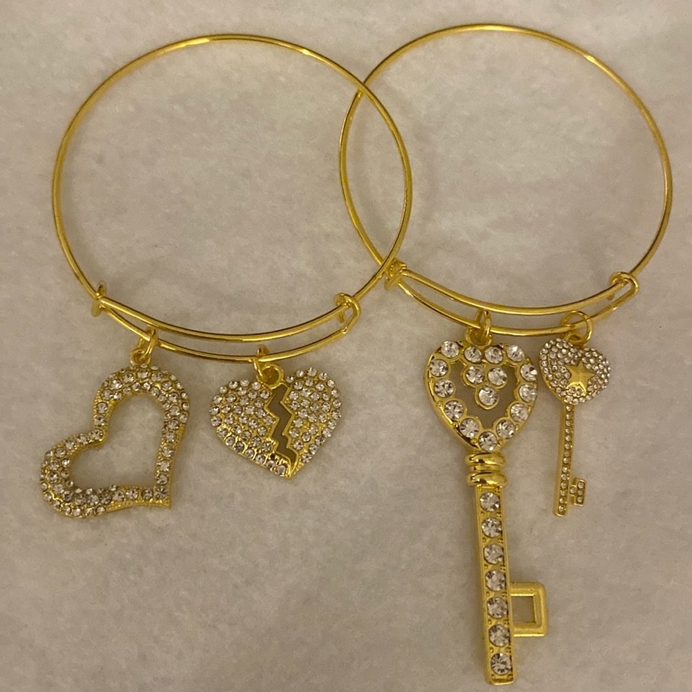 Custom “Key To My Heart” Charm Bangle Bracelet
